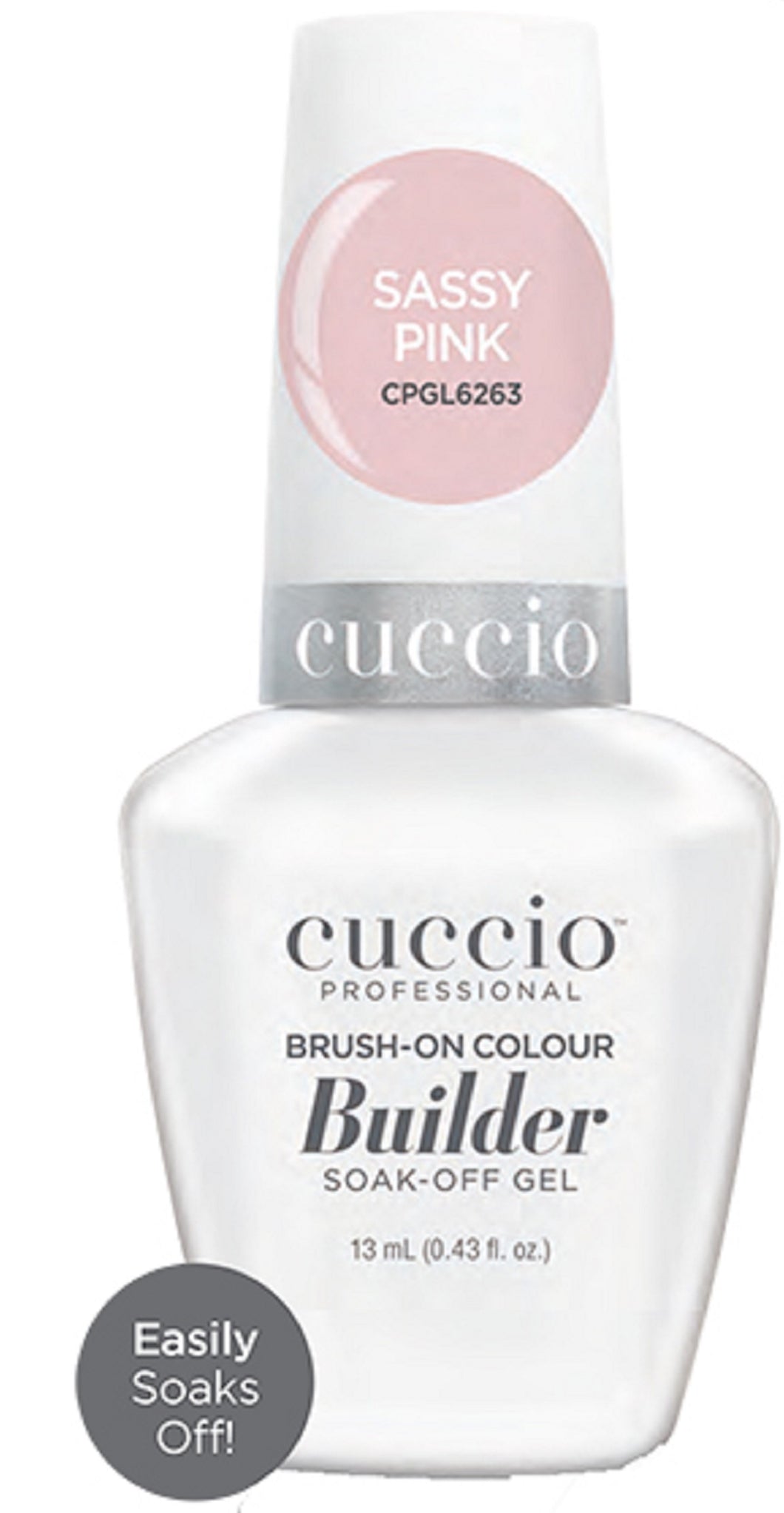 Cuccio Professional  Brush-On LED/ UV  Gel Colour Builder Soak-Off  Sassy Pink Gel 13 ml